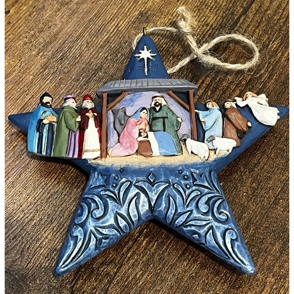 Jim Shore Nativity Star Ornament Holy Family Rustic Farmhouse Folk Art Christmas